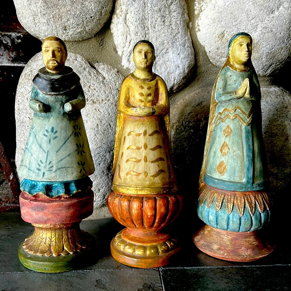 1999 R Shipman Handcast And Painted Saints Statues.   11.5 in and 10 in.